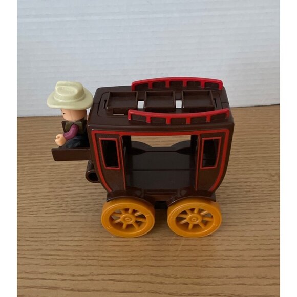 Fisher Price Trio Blocks Western Toy Stagecoach With Cowboy Figures Pretend Play - Picture 2 of 8